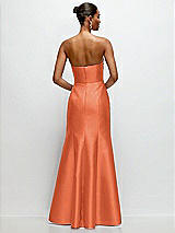 Rear View Thumbnail - Portofino Orange Strapless Cat-Eye Draped Bodice Satin Tumpet Dress