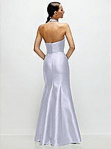 Rear View Thumbnail - Silver Dove High-Neck Halter Open-Back Satin Trumpet Dress