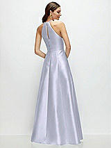 Rear View Thumbnail - Silver Dove Jewel Neck Halter Full A-Line Satin Maxi Dress