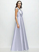 Side View Thumbnail - Silver Dove Bow One-Shoulder Full A-Line Satin Maxi Dress