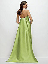 Rear View Thumbnail - Mojito Strapless Satin Column Dress with Removeable Watteau Train