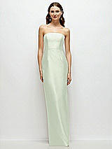 Front View Thumbnail - Mint Green Strapless Satin Column Dress with Back Slit