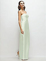 Side View Thumbnail - Mint Green Strapless Satin Column Dress with Back Slit