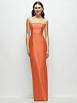 Front View Thumbnail - Portofino Orange Strapless Satin Column Dress with Back Slit