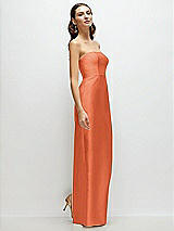Side View Thumbnail - Portofino Orange Strapless Satin Column Dress with Back Slit