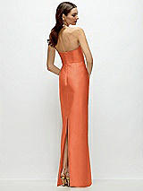 Rear View Thumbnail - Portofino Orange Strapless Satin Column Dress with Back Slit