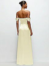 Rear View Thumbnail - Butter Yellow A-Line Satin Maxi Dress with Convertible Off-the-Shoulder or Strapless Looks