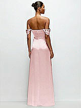 Rear View Thumbnail - Ballet Pink A-Line Satin Maxi Dress with Convertible Off-the-Shoulder or Strapless Looks