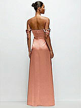 Rear View Thumbnail - Copper Penny A-Line Satin Maxi Dress with Convertible Off-the-Shoulder or Strapless Looks