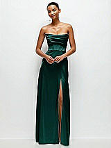 Alt View 2 Thumbnail - Evergreen A-Line Satin Maxi Dress with Convertible Off-the-Shoulder or Strapless Looks