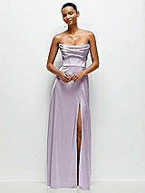 Alt View 2 Thumbnail - Lilac Haze A-Line Satin Maxi Dress with Convertible Off-the-Shoulder or Strapless Looks