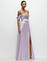 Side View Thumbnail - Lilac Haze A-Line Satin Maxi Dress with Convertible Off-the-Shoulder or Strapless Looks