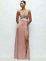 Alt View 1 Thumbnail - Neu Nude A-Line Satin Maxi Dress with Convertible Off-the-Shoulder or Strapless Looks