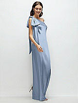 Side View Thumbnail - Cloudy One-Shoulder Bias-Cut Satin Maxi Dress with Cascading Shoulder Bow
