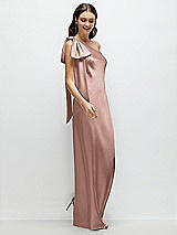 Side View Thumbnail - Neu Nude One-Shoulder Bias-Cut Satin Maxi Dress with Cascading Shoulder Bow