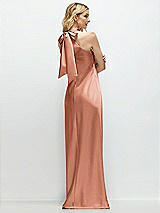 Rear View Thumbnail - Copper Penny Stand Collar Bias Satin Maxi Dress with Self-Tie Bow Back