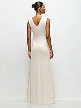 Rear View Thumbnail - Ivory Sleeveless Cap Shoulder Crepe Maxi Dress with Trumpet Skirt