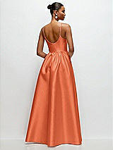 Rear View Thumbnail - Portofino Orange Scoop Neck Drop Basque Skirt Satin Maxi Dress with Pockets