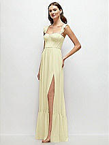 Side View Thumbnail - Butter Yellow Ruffle Strap Chiffon Bustier Maxi Dress with Ruffle Hem A-Line Skirt