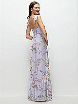 Rear View Thumbnail - Butterfly Botanica Silver Dove Ruffle Strap Chiffon Bustier Maxi Dress with Ruffle Hem A-Line Skirt