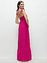 Rear View Thumbnail - Think Pink Ruffle Strap Chiffon Bustier Maxi Dress with Ruffle Hem A-Line Skirt