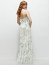 Rear View Thumbnail - Bleu Garden Strapless Cat-Eye Corset Maxi Dress with Ruffle Hem A-Line Skirt