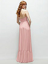 Rear View Thumbnail - Rose Strapless Cat-Eye Corset Maxi Dress with Ruffle Hem A-Line Skirt