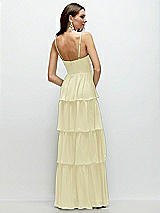 Rear View Thumbnail - Butter Yellow Bustier-Style Chiffon Tiered Ruffle Maxi Dress with Adjustable Straps