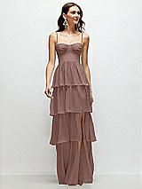 Front View Thumbnail - Sienna Bustier-Style Chiffon Tiered Ruffle Maxi Dress with Adjustable Straps