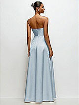 Rear View Thumbnail - Mist Strapless Draped Cat-Eye Satin Maxi Dress with Full Skirt