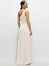 Rear View Thumbnail - Ivory Chiffon One-Shoulder Maxi Dress with Circle Skirt