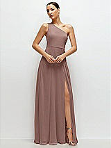 Front View Thumbnail - Sienna Chiffon One-Shoulder Maxi Dress with Circle Skirt