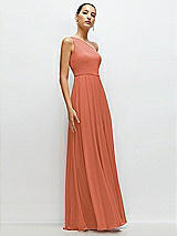 Side View Thumbnail - Terracotta Copper Chiffon One-Shoulder Maxi Dress with Circle Skirt