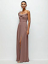Side View Thumbnail - Sienna Chiffon One-Shoulder Maxi Dress with Draped Cowl Neckline