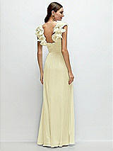 Rear View Thumbnail - Butter Yellow Dramatic Ruffle Edge Strap Chiffon Maxi Dress
