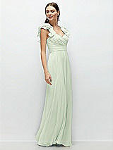 Side View Thumbnail - Mint Green Dramatic Ruffle Edge Strap Chiffon Maxi Dress