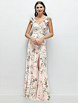 Front View Thumbnail - Blush Garden Dramatic Ruffle Edge Strap Chiffon Maxi Dress