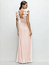 Rear View Thumbnail - Blush Dramatic Ruffle Edge Strap Chiffon Maxi Dress