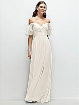 Alt View 1 Thumbnail - Ivory Dramatic Ruffle Edge Strap Chiffon Maxi Dress