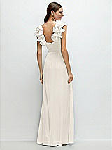 Rear View Thumbnail - Ivory Dramatic Ruffle Edge Strap Chiffon Maxi Dress
