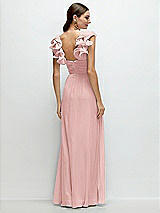 Rear View Thumbnail - Rose Dramatic Ruffle Edge Strap Chiffon Maxi Dress