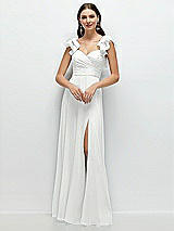 Front View Thumbnail - White Dramatic Ruffle Edge Strap Chiffon Maxi Dress