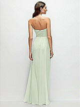Rear View Thumbnail - Mint Green Strapless Pleated Surplice Chiffon Maxi Dress with A-Line Skirt