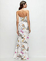 Rear View Thumbnail - Butterfly Botanica Ivory Strapless Pleated Surplice Chiffon Maxi Dress with A-Line Skirt