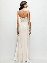 Rear View Thumbnail - Ivory Strapless Pleated Surplice Chiffon Maxi Dress with A-Line Skirt