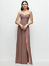 Front View Thumbnail - Sienna Strapless Pleated Surplice Chiffon Maxi Dress with A-Line Skirt