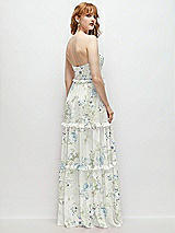 Rear View Thumbnail - Bleu Garden Strapless Chiffon Maxi Dress with Tiered Micro Ruffle Full Skirt