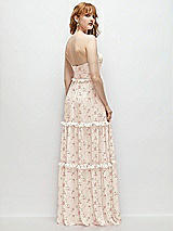Rear View Thumbnail - Coquette Floral Print Strapless Chiffon Maxi Dress with Tiered Micro Ruffle Full Skirt