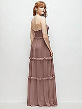 Rear View Thumbnail - Sienna Strapless Chiffon Maxi Dress with Tiered Micro Ruffle Full Skirt