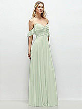 Alt View 2 Thumbnail - Mint Green Convertible Ruffle Strap Chiffon Maxi Dress with Full Circle Skirt